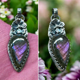 Labradorite Sterling Silver Floral Pendant.  $70