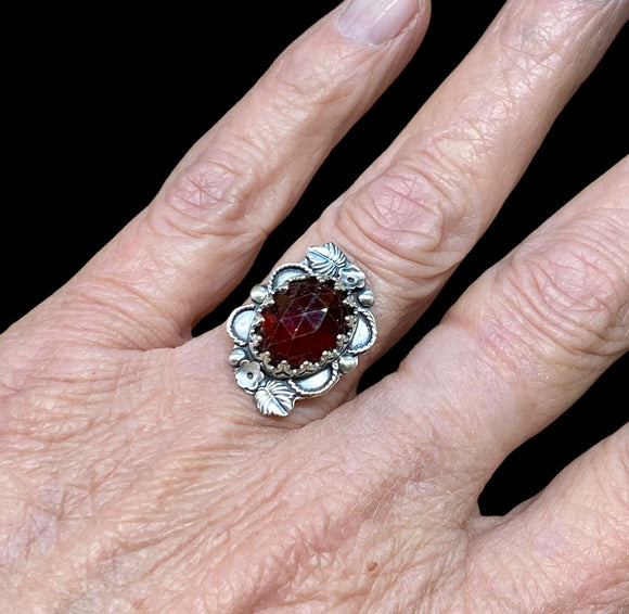 Garnet Sterling Silver Ring SIZED TO ORDER     $50
