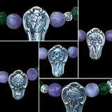 Amethyst and Jade Sterling Flower necklace set.      $80