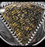 Fossilized Dinosaur Bone sterling silver pendant and chain   $90