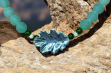 Aventurine and Jade Sterling Silver Leaf Necklace       $60