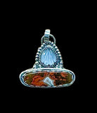 Seam Agate and White Moonstone Sterling Silver Pendant   $65