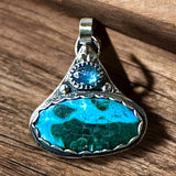 Malachite Chrysocolla And Kyanite Sterling Silver Pendant.    $65