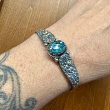 Blue Zircon Sterling Silver Cuff Bracelet.    $95