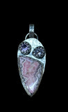 Rhodochrosite and Amethyst sterling silver pendant      $70