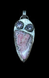 Rhodochrosite and Amethyst sterling silver pendant      $70