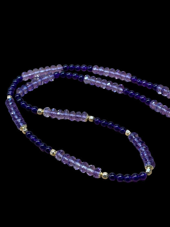 Amethyst Gold-filled gemstone beaded necklace.     $60