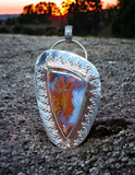 Agate Sterling silver And Copper Flame large Pendant.        $80