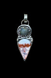 Rosita Jasper and Grey Moonstone Sterling Silver Pendant.   $55