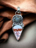Rosita Jasper and Grey Moonstone Sterling Silver Pendant.   $55
