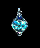 Abalone Heart and Kyanite Sterling Silver Pendant.    $70