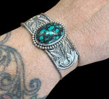 Turquoise Floral Sterling Silver Cuff bracelet    $ 80