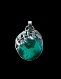 Malachite Sterling Silver Leaf Pendant.   $65