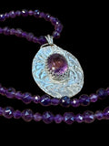 Amethyst Sterling Silver Pendant and Gemstone Necklace Set       $75
