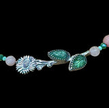 Sterling Silver Flower and Kyanite Pendant and matching rose quartz necklace     $80