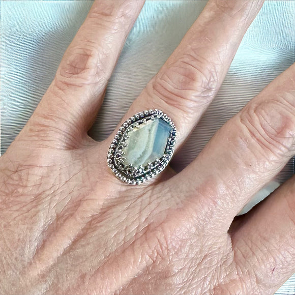 White Agate Sterling Silver Ring SIZED TO ORDER for a perfect fit.    $50