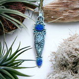 Rutilated Quartz and Kyanite Sterling Silver Pendant.    $65