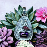 Trapiche Amethyst and Garnet Sterling Silver Pendant.    $55