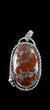 Red Plume Opal Wood Sterling Silver Pendant     $80