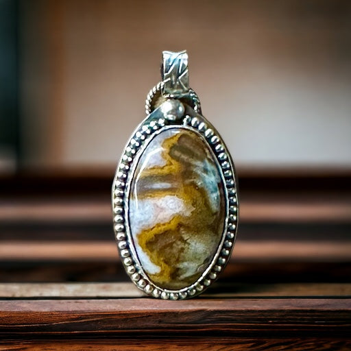 Turkish Agate Sterling Silver Pendant.   $70