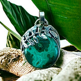 Malachite Sterling Silver Leaf Pendant.   $65