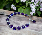 African Amethyst and Pink Peruvian Opal Sterling Silver Bracelet.   $50
