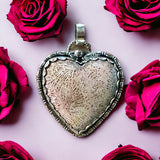 Pink Centipede Coral heart sterling silver pendant .     $75