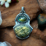 Carved Labradorite Sterling Silver Pendant.     $70