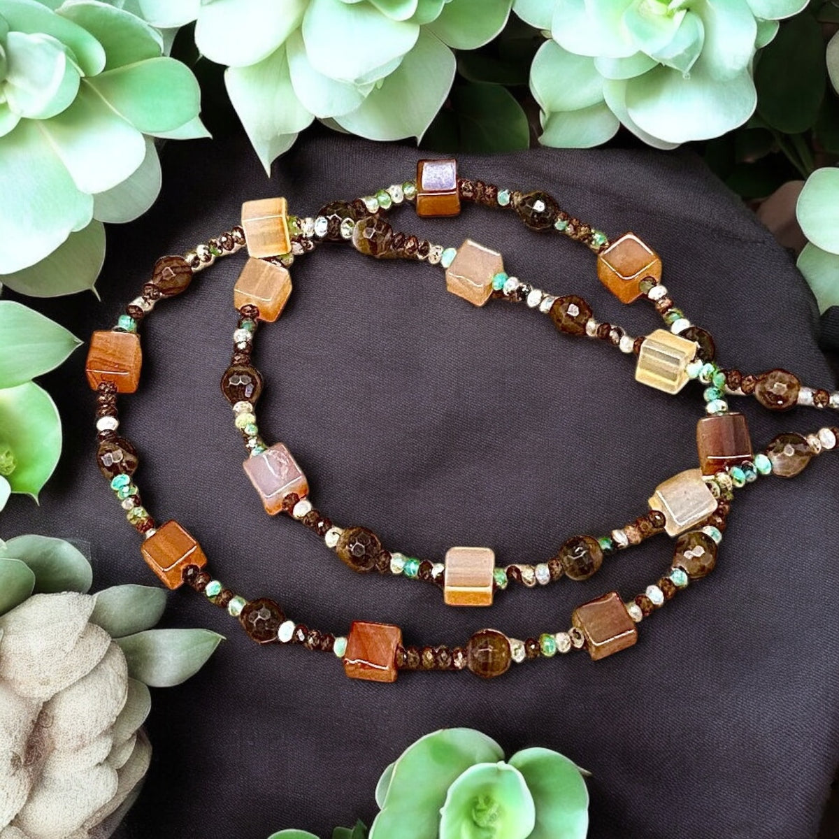 Carnelian mixed Jasper gemstone necklace. $25 – Cool Stones Hot Rocks
