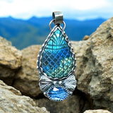 Carved Labradorite Sterling  Silver Pendant.      $70