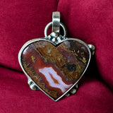 Seam Agate Heart Sterling Silver Pendant.   $70