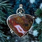 Seam Agate Heart Sterling Silver Pendant.   $70