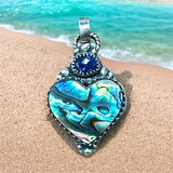 Abalone Heart and Kyanite Sterling Silver Pendant.    $70