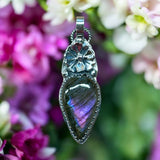 Labradorite Sterling Silver Floral Pendant.  $70