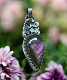 Labradorite Sterling Silver Floral Pendant.  $70