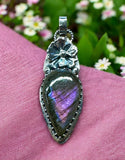 Labradorite Sterling Silver Floral Pendant.  $70