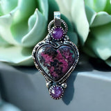 Cobalt Calcite Heart and Sapphire Sterling Silver Pendant.    $75
