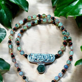 Green Rutile Quartz Floral Sterling Silver Pendant and gemstone necklace set.  $75