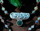 Green Rutile Quartz Floral Sterling Silver Pendant and gemstone necklace set.  $75
