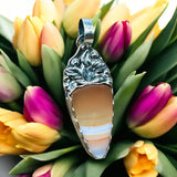 Carnelian Floral Sterling Silver Pendant.    $65