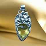 Citrine Daffodil Sterling Silver Pendant.   $75