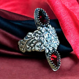 Garnet Floral Sterling Silver Ring SIZED TO ORDER.    $75