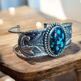 Turquoise Floral Sterling Silver Cuff bracelet    $ 80