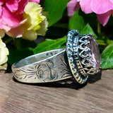 Pink Zircon Sterling Silver Rose band ring SIZED TO ORDER.     $60