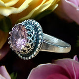 Pink Zircon Sterling Silver Rose band ring SIZED TO ORDER.     $60