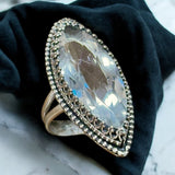 Quartz Large Sterling Silver Statement Ring SIZED TO ORDER    $65