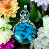 Malachite Chrysocolla Sterling Silver Pendant.   $70