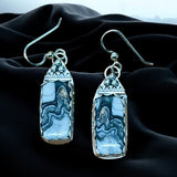 Zebra Calcite Sterling Silver Earrings.    $50