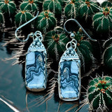 Zebra Calcite Sterling Silver Earrings.    $50