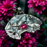 Ruby Floral Sterling Silver Pendant.    $80